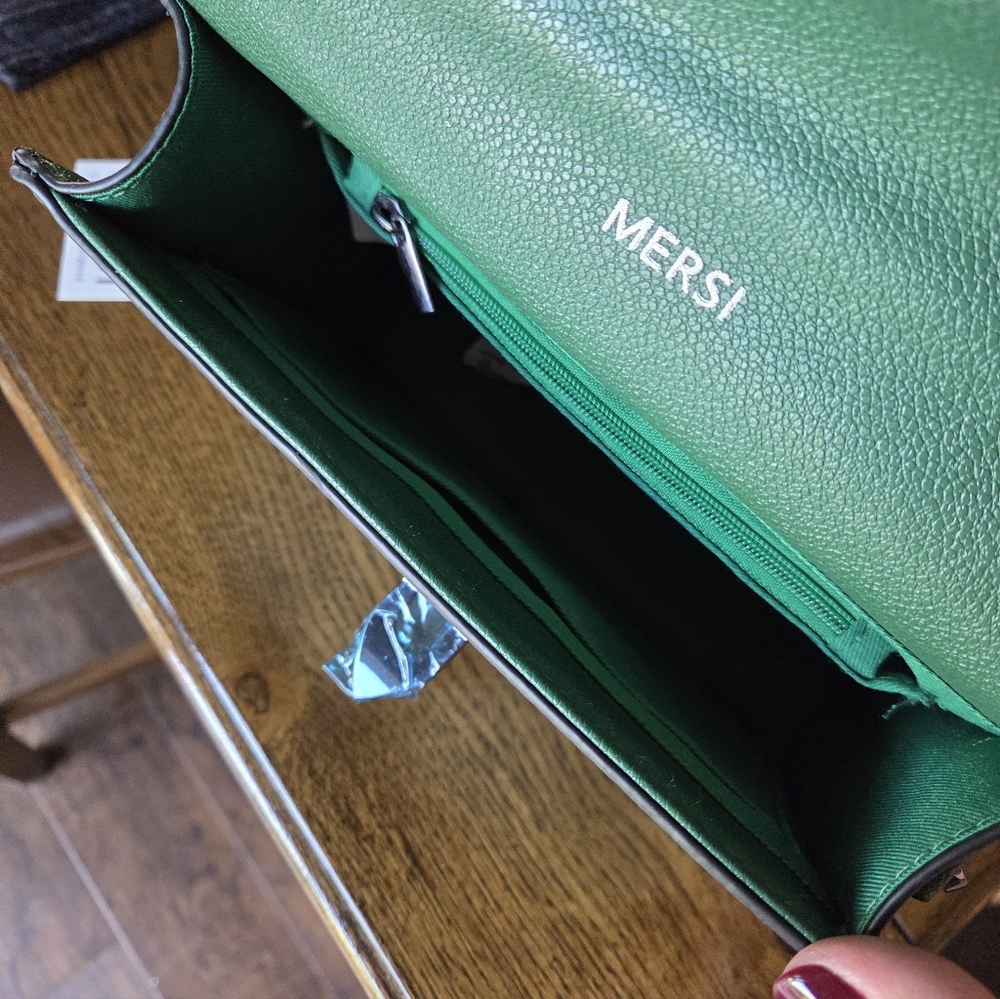 Mersi Vegan Green Crossbody Studded New With Tags Purse - Picture 7 of 14